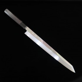 【OUTLET】Japanese Kiritsuke Yanagiba Knife - MIURA - Obidama mirrored Series White steel 2 Ebony handle - Size: 30cm