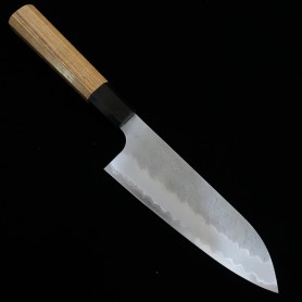 Japanese santoku knife - NIGARA - Migaki Tsuchime - Super Blue steel - Size: 18cm
