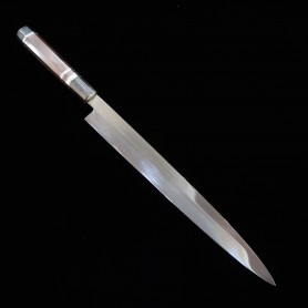 Japanese yanagiba knife SUISIN - Yoshikazu ikeda - Mizu honyaki carbon white 1 snake wood handle Size:30cm