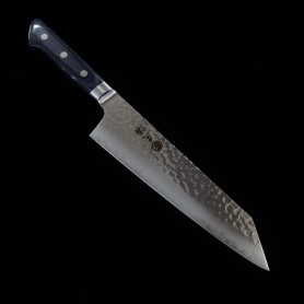 Japanese Kiritsuke Santoku Knife - MIURA KNIVES - 10A stainless - Hammered - Blue handle - Size:19.5cm