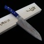 Japanese santoku Knife - TAKESHI SAJI - Stainless VG-10 Damascus - Colored -blue acrylic- Size:18cm