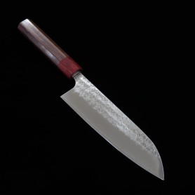 Japanese Santoku knife - YOSHIMI KATO - SG2 - Minamo - tsuchime - Size: 17cm
