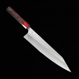 Japanese Kiritsuke gyuto chef knife - YOSHIMI KATO - SG2 - Minamo- tsuchime - rosewood handle Size:21cm