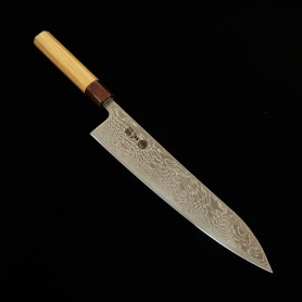 Japanese chef knife gyuto - MIURA - Uzunami Nickel damascus - Zelkova Wood Handle - Size:24cm