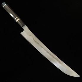 Japanese Honyaki Sakimaru Yanagiba Knife - NIGARA - White Steel no.1 - ebony handle - Size 30cm
