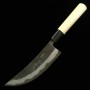 Japanese BBQ Knife - MIYAZAKI KAJIYA - Tsubaki - Aogami No2. -Soft iron clad -Back Finish- Kurigata Magnolia Handle - Size:18cm