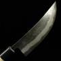 Japanese BBQ Knife - MIYAZAKI KAJIYA - Tsubaki - Aogami No2. -Soft iron clad -Back Finish- Kurigata Magnolia Handle - Size:18cm