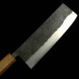 Japanese Nakiri Knife - MIYAZAKI KAJIYA – Tsubaki ― Aogami No2. -soft iron clad - Oakwood handle - Size:18cm