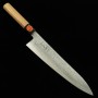 Japanese Chef Knife Gyuto -SHIGEKI TANAKA- SPG2 Damascus Stainless – Walnut octagonal handle- Size:24 cm