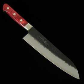 Japanese Santoku Knife - MIURA - Super Blue steel - Black finish - Red Plywood - 18cm