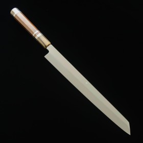 Japanese Kengata Yanagiba knife - SUISIN - Yoshikazu Ikeda - Fuji Honyaki - Carbon white 3 - Snake wood handle - Size:30cm
