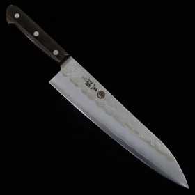 Japanese Gyuto Knife - MIURA - Silver3 Nashiji - Brown plywood Handle - Size:21cm