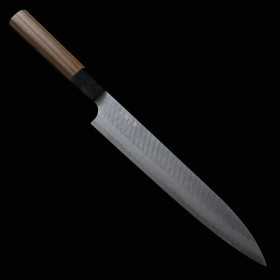 Japanese sujihiki knife - NIGARA - SG2 tsuchime - teak handle - size:24cm