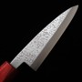 Japanese Single Bevel Utility Knife - MIURA - Stainless Silver 3 - Hammered - Rosewood handle - Size : 12cm