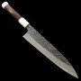 Japanese Chef Knife Gyuto - HATSUKOKORO - Yoshihide Masuda - White Steel No.2 - Black Damascus Finish - Size: 24cm