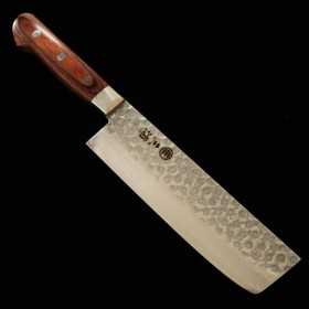 Japanese Nakiri Knife - MIURA KNIVES - Mahogany Damascus Series - S...
