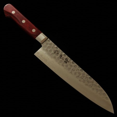 Japanese Santoku Knife - SUISIN - Damascus Wine Serie - Size: 18cm