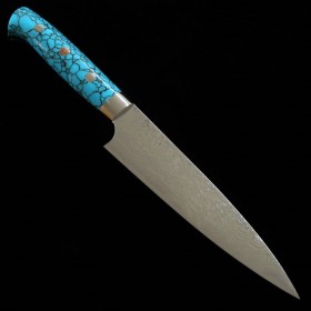 Japanese Petty Knife - TAKESHI SAJI - Stainless Damascus R2 Steel d...