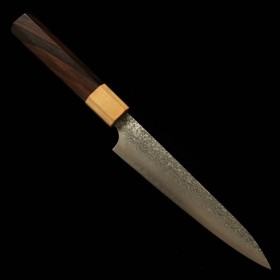 Japanese Petty knife - KOBAYASHI KEI - Stainless SG2 - Damascus - Rosewood handle - Size : 15cm