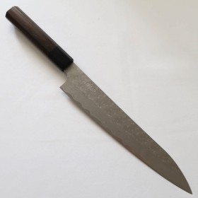 Japanese Slicer Sujihiki Knife - NIGARA - SPG STRIX - Hammered Damascus Finish - Rose Wood Handle - Size:24cm