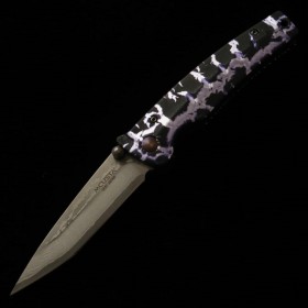 Japanese pocket knife - Mcusta - limited edition - Infinity 004 - Purple Heizu Damascus - MC-004DCD12 - size: 8.5cm