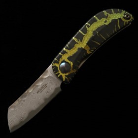 Japanese pocket knife - Mcusta - limited edition - Infinity 021 - Energy Damascus Hammered - MC-021DHD3 - size: 4.5cm