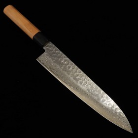 Japanese Chef Knife Gyuto - MIURA - AUS10 - Hammered Damascus - Cherry wood Handle - size:21cm