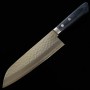 Japanese Santoku Knife - MIURA - VG10 - Hammered - Damascus - Navy handle - size: 16.5