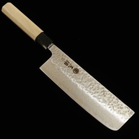 Japanese Nakiri Knife - MIURA - stainless 10A - Hammered Damascus Finish - Magnoliawood handle - size: 16.5cm