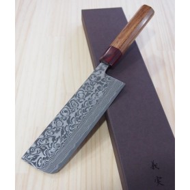 Japanese Nakiri Knife - YOSHIMI KATO - SG2 Damascus Black Serie - Size: 16,5cm