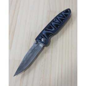 Japanese pocket knife - Mcusta - VG-10 - Classic Wave Damascus Blue Micarta Serie - MC-0010D - Size: 85mm