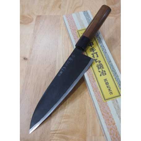 Japanese Sasa No Ha Knife - Handmade Santoku - TAKEDA HAMONO - Super Blue Steel - 18cm