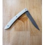 Switchblade Style Knife for Steak - TAKESHI SAJI - R2 Damascus Steel - White Handle - Size: 10cm