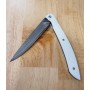 Switchblade Style Knife for Steak - TAKESHI SAJI - R2 Damascus Steel - White Handle - Size: 10cm