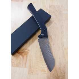 Switchblade Style Santoku Knife - TAKESHI SAJI - R2 Damascus Steel - Size: 13cm