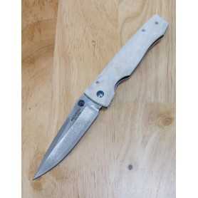 Japanese pocket knife - Mcusta - VG-10 Damascus - Elite White Corian Serie - MC-0126D - Size: 94mm