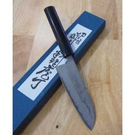 Japanese santoku knife (Mini) - MIURA Ginryu- Damascus carbon blue steel 2 - Size:13,5cm