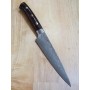 Japanese Petty Knife - TAKESHI SAJI - Stainless Damascus R2 Steel diamond finish - Ironwood Handle - Sizes: 13,5 / 15cm