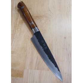 Japanese Petty Knife - TAKESHI SAJI - Super Blue Steel Kurouchi - Ironwood Handle - Size: 13cm