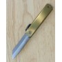 Japanese pocket knife HIGONOKAMI - Pocket Higonokami series - Carbon Blue Steel - Gold Handle - Blue - Size : 50mm