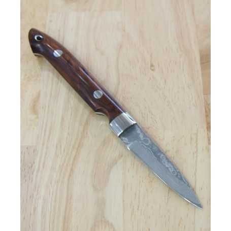 Japanese Fishing Knife - Katayama Yuta - Kawasemi - Damascus VG-10 - ironwood handle - spear - Size:7.3cm