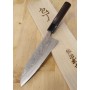 Japanese Santoku Knife - TAKESHI SAJI - Blue Steel No.2 Damascus - Colored - Size: 18cm