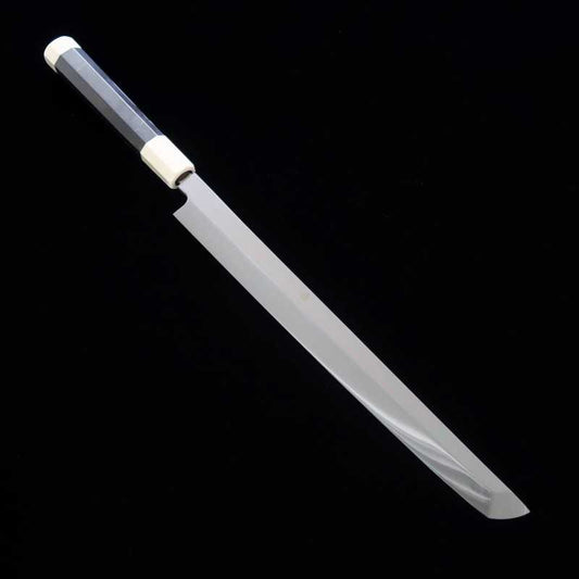 Takohiki Fuji Honyaki em aço  shirogami SUISIN acabamento espelhado cabo octogonal de ébano (300mm)