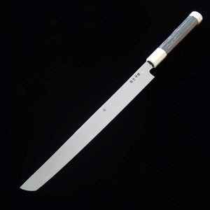 Sakimaru Takobiki SUISIN obra de Ikeda Yoshikazu, Shirogami no.3, acabado de espejo,mango octogonal de Ébano y marfil artificial (300mm)