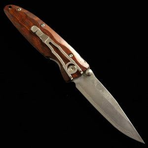 MCUSTA Classic Wave Damasco Ironwood Faca Dobrável MC-0018D (85mm)