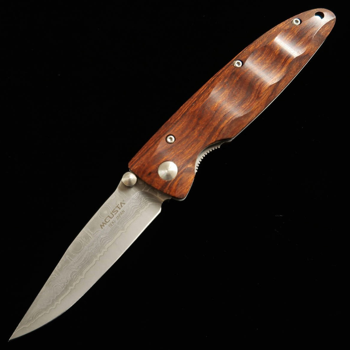 MCUSTA Classic Wave Damasco Ironwood Faca Dobrável MC-0018D (85mm)