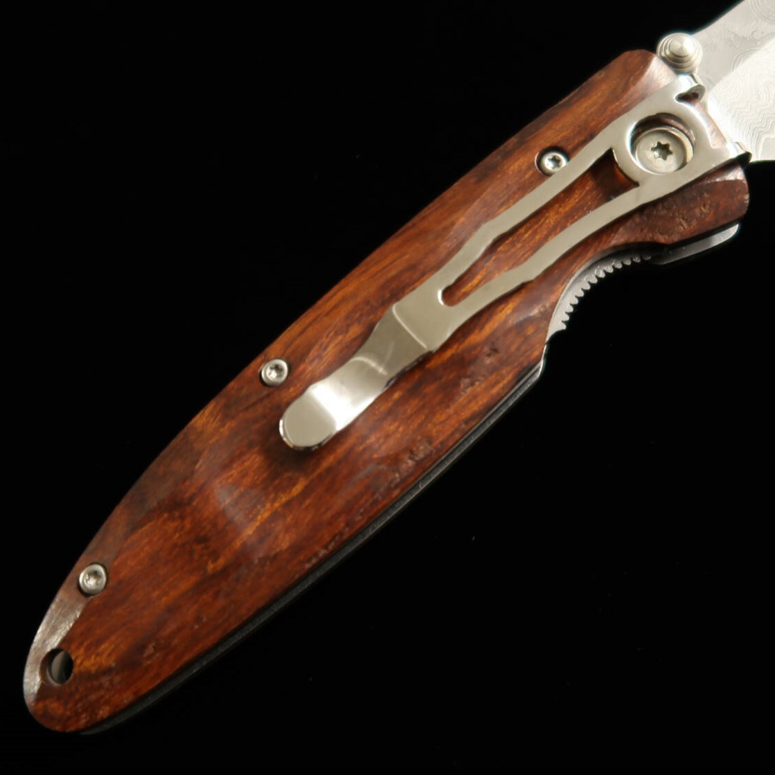 MCUSTA Classic Wave Damasco Ironwood Faca Dobrável MC-0018D (85mm)