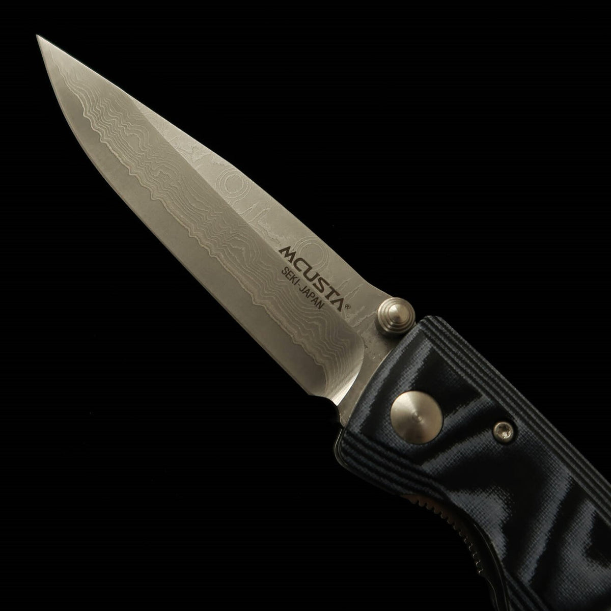Folding Knife MCUSTA Classic Wave Damascus Blue Micarta MC-0010D (85mm)
