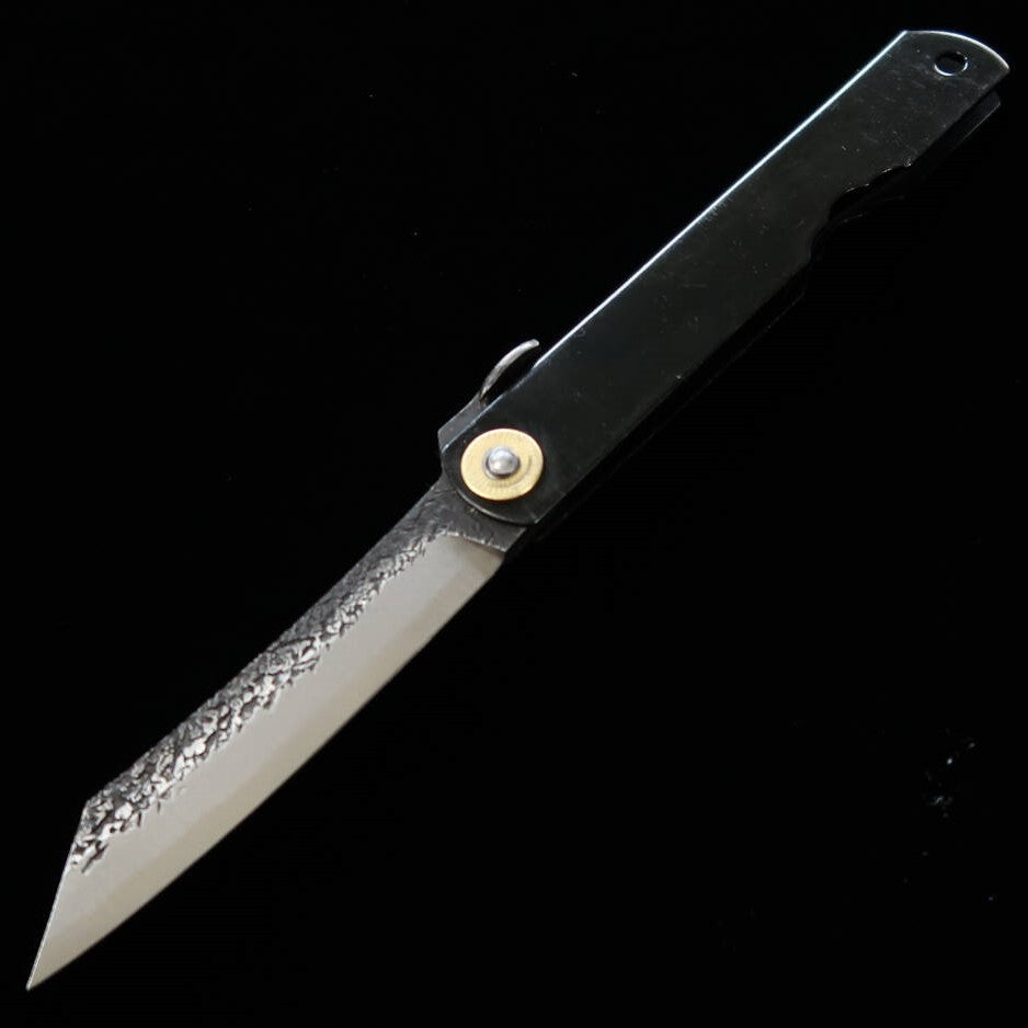 Japanese Folding knife Higonokami Blue steel Kurouchi large hammered black back (70mm)