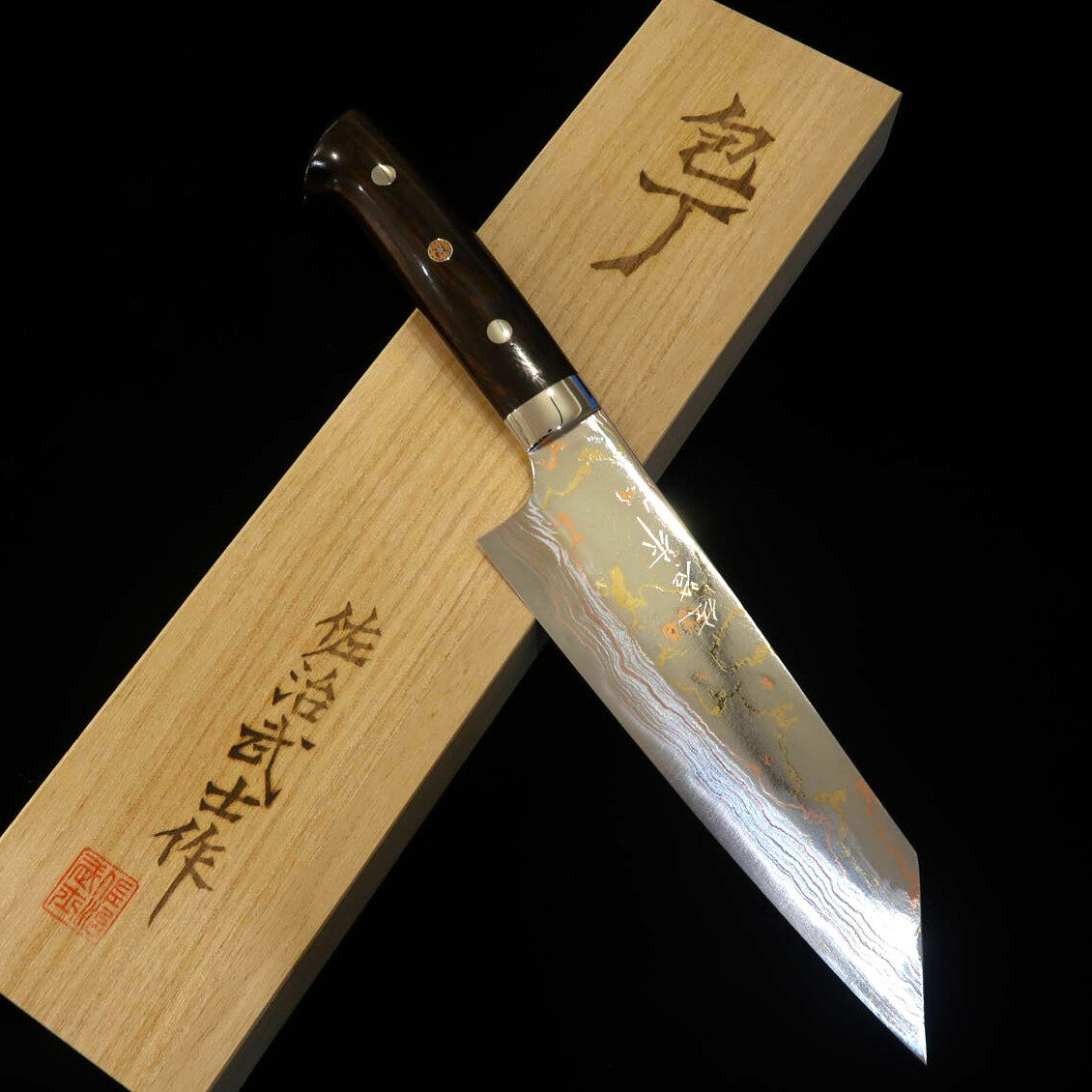 SAJI TAKESHI Aço Azul nº 2 Damasco Colorido Faca Bunka Ironwood (175mm)